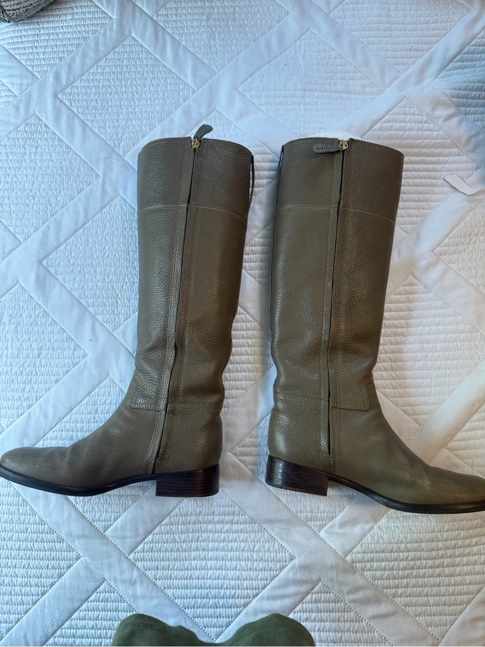 Tory Burch Taupe Over-the-Knee Leather Boots Porcini Junction Riding Boot